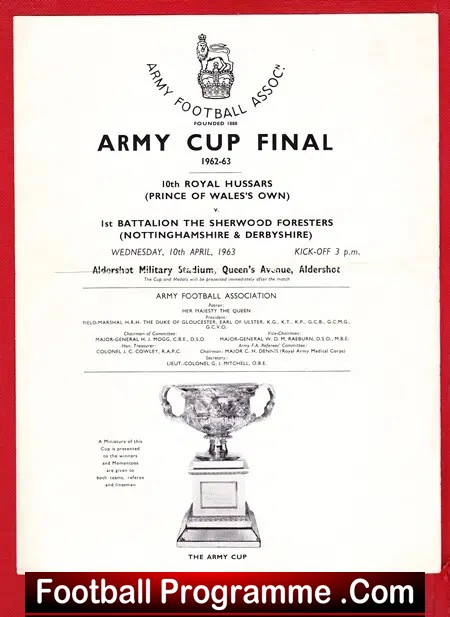 Wales Royal Hussars v Nottingham 1st Battalion 1963 – Army Final
