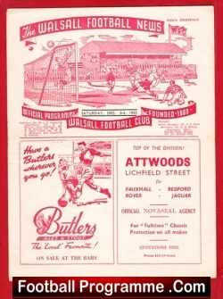 Walsall v Southend United 1955 - football programme