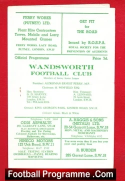 Wandsworth v Frimley Green 1950s or 1960s ? - football programme