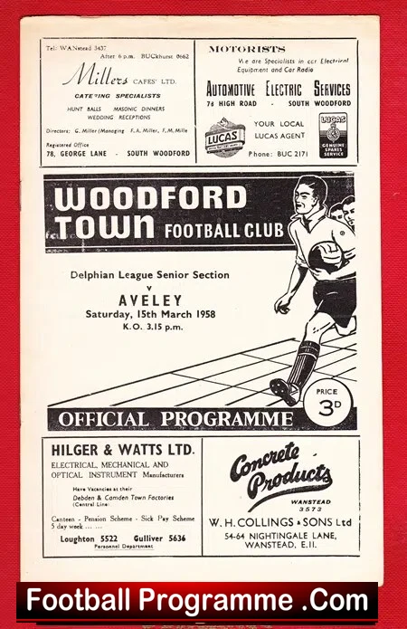 Woodford Town v Aveley 1958