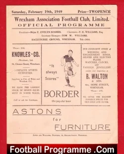 Wrexham v Accrington Stanley 1949 - 1940s - football programme