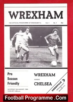 Wrexham v Chelsea 1984 - Pre Season Friendly - football programme