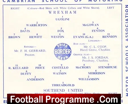 Wrexham v Southend United 1959