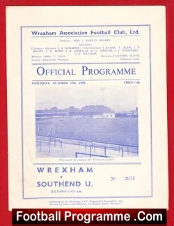 Wrexham v Southend United 1959 - football programme