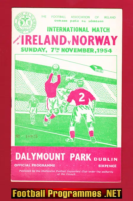 Ireland v Norway 1954 – Dalymount Park Dublin