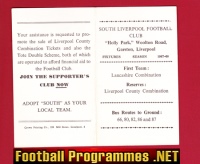 South Liverpool Football Club Fixture Card 1967 – 1968