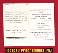 South Liverpool Football Club Fixture Card 1966 – 1967