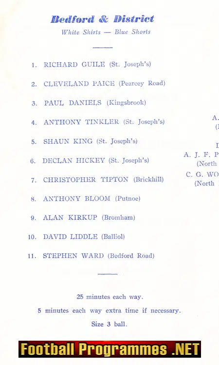 Bedford & District v Newham 1968 - Schoolboys Shield Cup Final