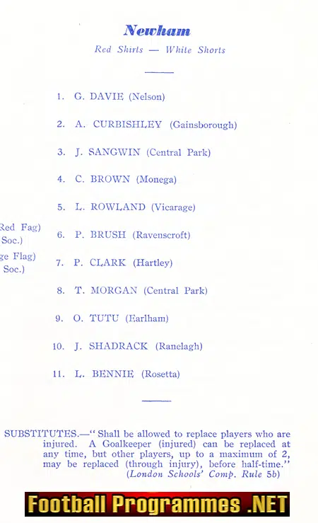 Bedford & District v Newham 1968 - Schoolboys Shield Cup Final