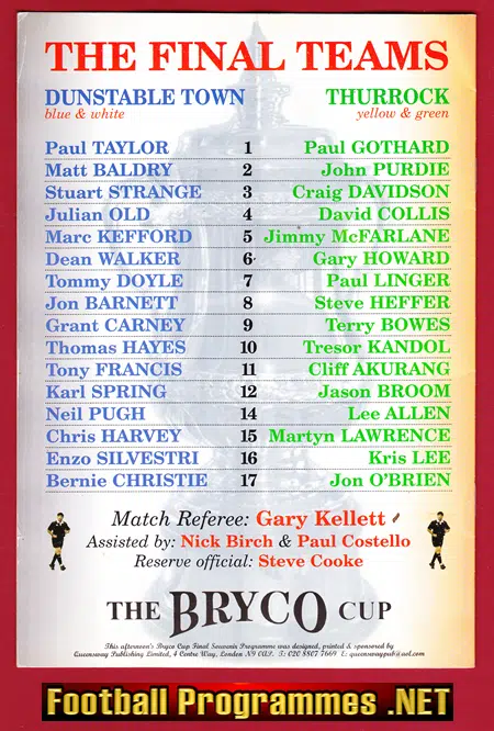 Dunstable Town v Thurrock 2004 - Cup Final at Hornchurch FC