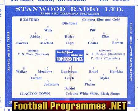 Romford v Clacton Town 1963