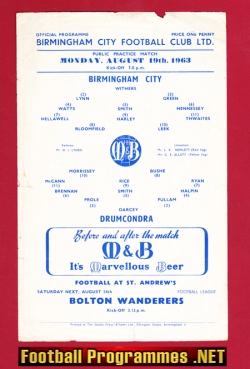Birmingham City v Drumcondra 1963 – Public Practice Match