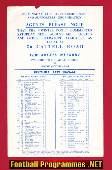 Birmingham City v Drumcondra 1963 - Public Practice Match