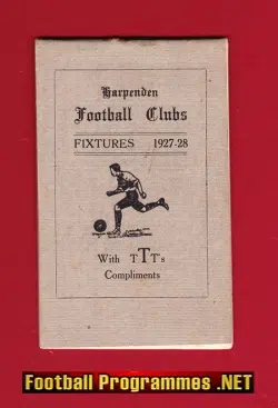 Harpenden Football Club Official Fixture Book 1927 - 1928
