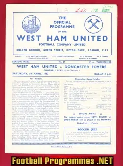 West Ham United v Doncaster Rovers 1952
