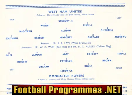 West Ham United v Doncaster Rovers 1952