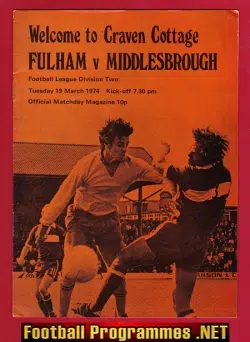 Fulham v Middlesbrough 1974 - Bobby Moore Debut - Graeme Souness