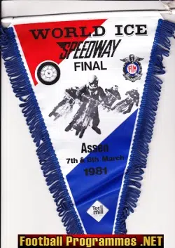 World ICE Speedway Final Pennant Flag 1981 - Assen Holland