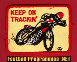 Speedway Badge Cloth Patch 1980's - Keep On Trackin