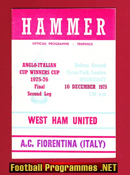 West Ham United v Fiorentina 1975 – Anglo Italian Cup