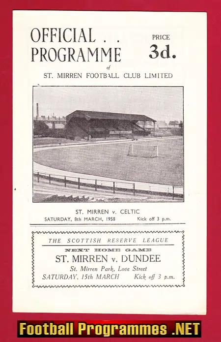 St Mirren v Glasgow Celtic 1958