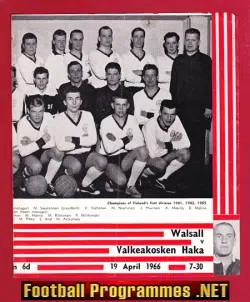 Walsall v Valkeakosken Haka 1966 – Valkeakoski – Finland Team