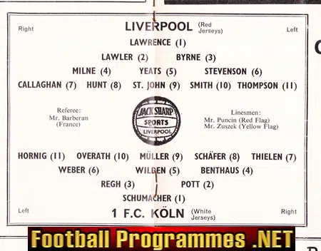 Liverpool v Koln 1965 - European Cup Quarter Final