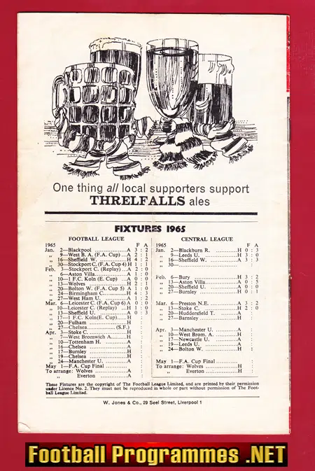 Liverpool v Koln 1965 - European Cup Quarter Final
