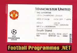 Manchester United v Juventus 1999 - Treble Season Ticket