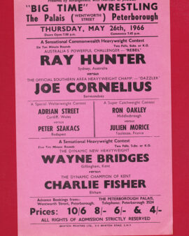 Wrestling Poster Hunter v Cornelius – Palais Peterborough 1965