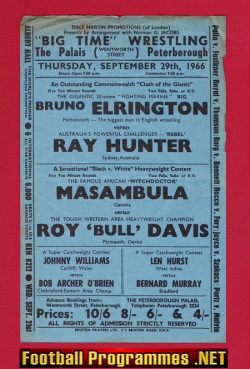 Wrestling Poster Elrington v Hunter – Palais Peterborough 1966