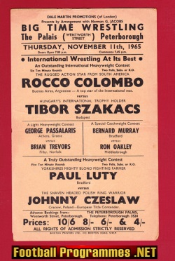 Wrestling Poster Colombo v Szakacs – Palais Peterborough 1965