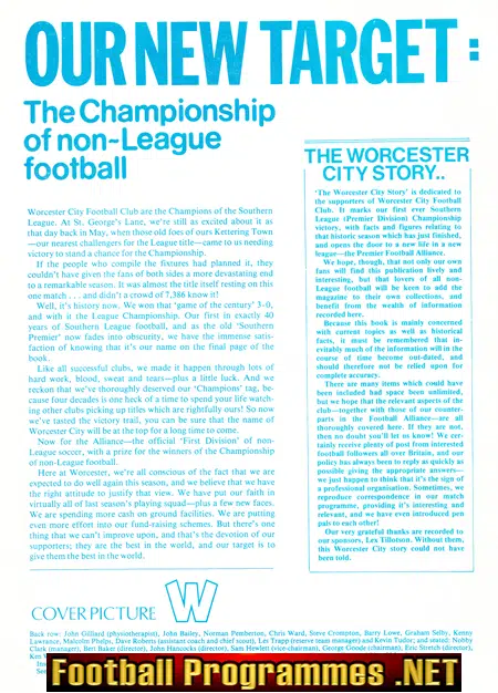 Worcester City Championship Victory Souvenir 1979 - 1980