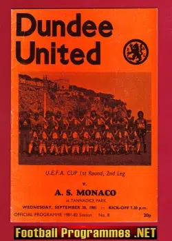 Dundee United v AS Monaco 1981 - UEFA Cup