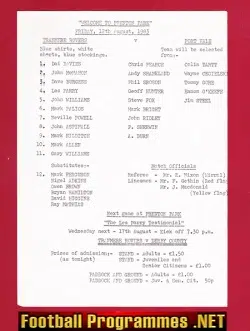 Tranmere Rovers v Port Vale 1983 - Single Sheet
