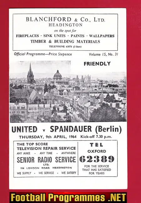 Oxford United v Spandauer Sport Verein 1964 – Berlin Germany