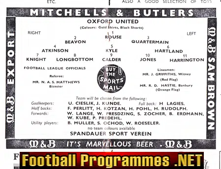 Oxford United v Spandauer Sport Verein 1964 - Berlin Germany