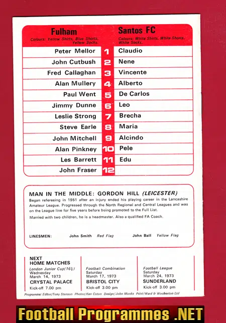 Fulham v Santos 1973 - Pele - Brazil