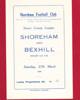 Shoreham United v Bexhill 1954 – Sussex County League