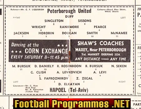 Peterborough United v Hapoel 1963 - Tel Aviv Israel Jewish Team