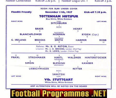 Tottenham Hotspur v VFB Stuttgart 1957 - Friendly Match Germany