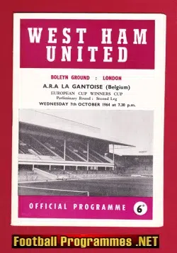 West Ham United v ARA LA Gantoise 1964 - ECWC Belgium Team