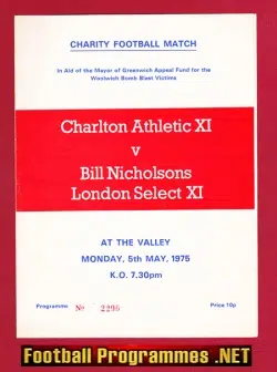 Charlton Athletic v Bill Nicholson London X1 1975 Charity Match