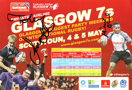 International Rugby Tournament Glasgow 7’s Poster 2013 Signed 6
