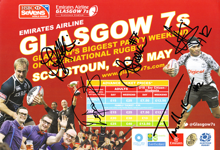International Rugby Tournament Glasgow 7’s Poster 2013 Signed 8