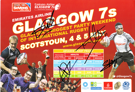 International Rugby Tournament Glasgow 7’s Poster 2013 Signed 9