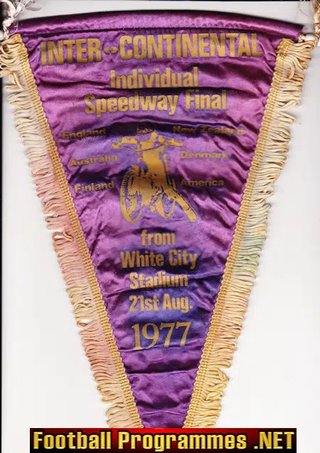 Individual Speedway Final Pennant Flag White City London 1977