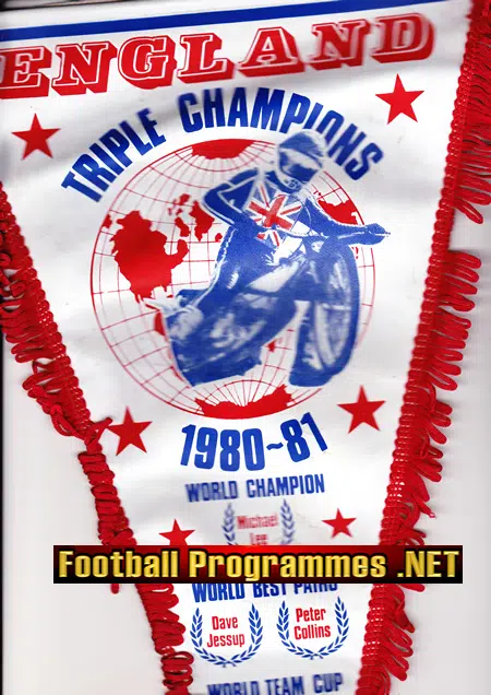 England Triple Champions Speedway Final Pennant Flag 1981