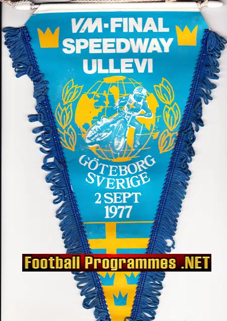 VM Speedway Final Speedway Pennant Flag Sweden Sverige 1977
