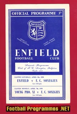 Enfield v Sonegien 1958 – Belgium Football Team